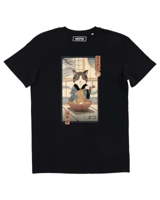 Neko Ramen Ukiyo-e T-Shirt - black