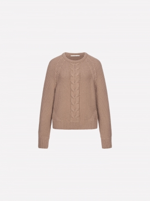 Pullover mit Zopfmuster -  Camel