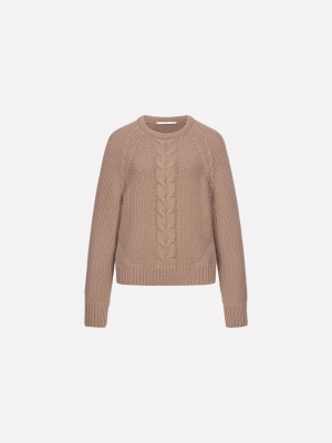 Pullover mit Zopfmuster -  Camel