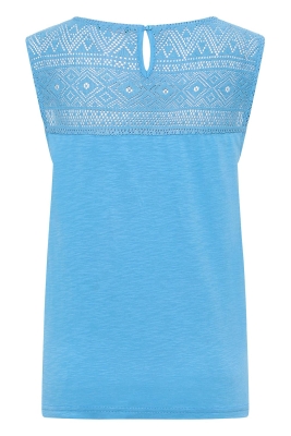 Top mit Spitzendetails - blau