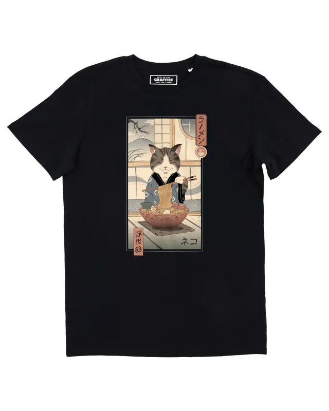 Neko Ramen Ukiyo-e T-Shirt - black
