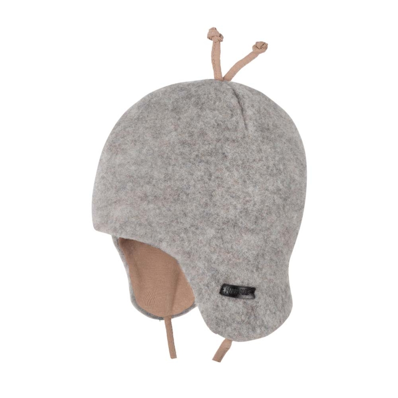 Baby Binde Wollfleece Mütze - schiefergrau
