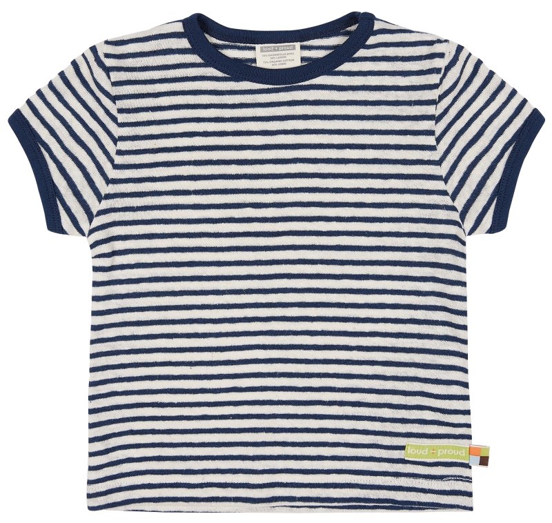 Luftiges Leinen Streifenshirt  - kurzarm - navy