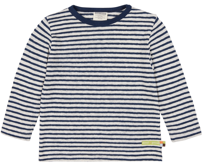 Luftiges Leinen Langarmshirt Streifen - marineblau