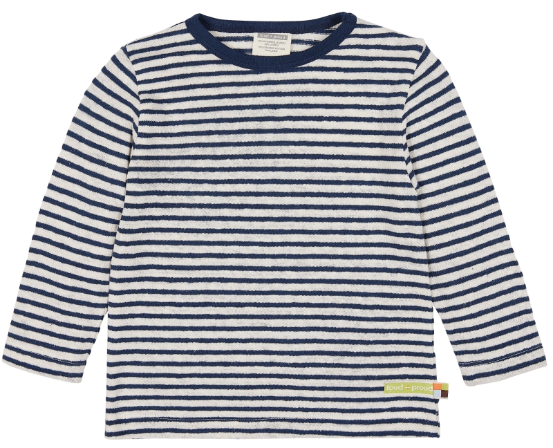 Luftiges Leinen Langarmshirt Streifen - marineblau