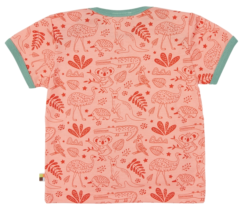 Leichtes T-Shirtmit Alloverprint Dschungeltiere - apricot