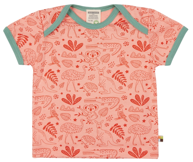 Leichtes T-Shirtmit Alloverprint Dschungeltiere - apricot