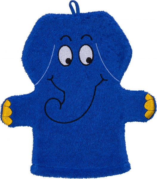 Waschhandschuh - blauer Elefant