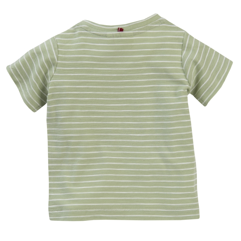 Kurzarmshirt lindgrün geringelt mit Applikation "Schildkröte"