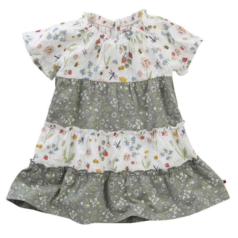 Kurzarm Kleid weiß mit Druck "Obstgarten"