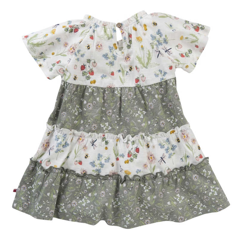 Kurzarm Kleid weiß mit Druck "Obstgarten"