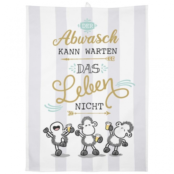 Geschirrtuch - Abwasch kann warten das Leben nicht