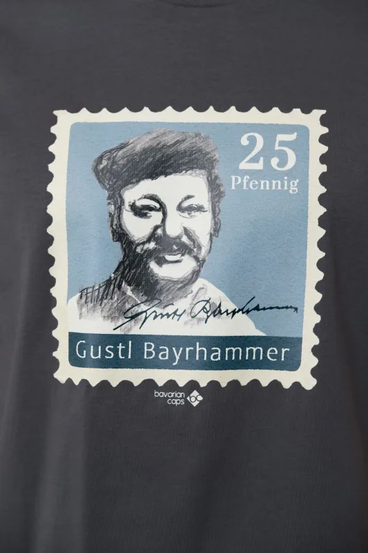 T-Shirt "Gustl Briefmarke" - dunkelgrau