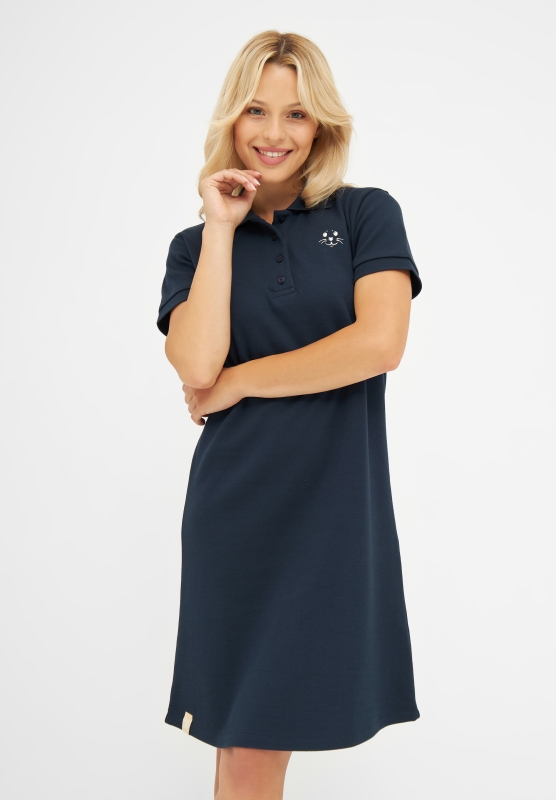 Robbenschnute Damen Polo Kleid -  Navy