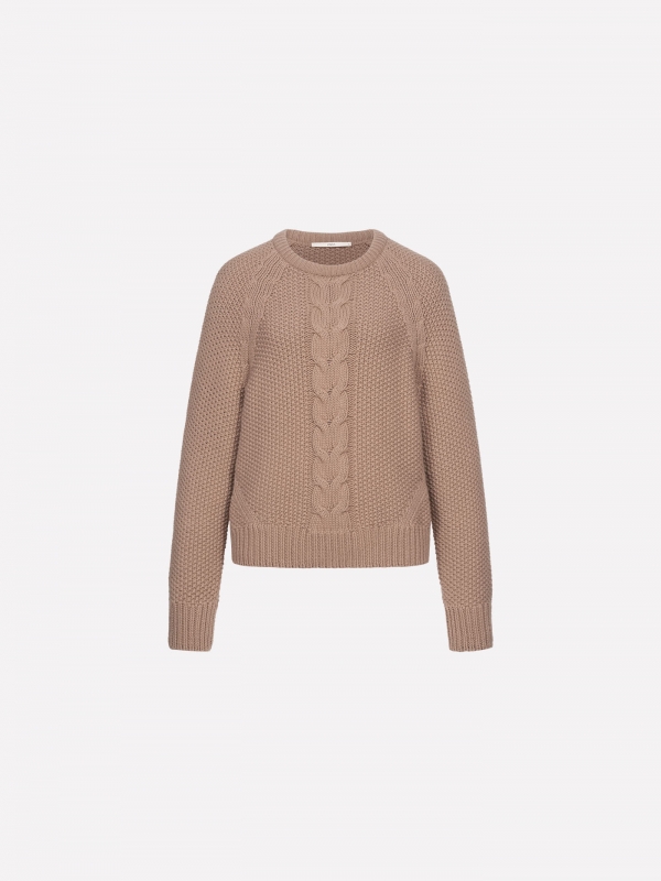 Pullover mit Zopfmuster -  Camel