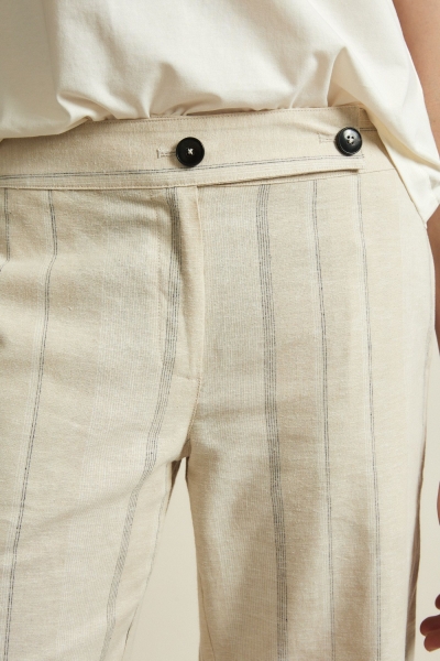 LANIUS Streifen Marlenehose - sandstone/white