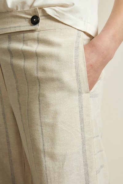 LANIUS Streifen Marlenehose - sandstone/white