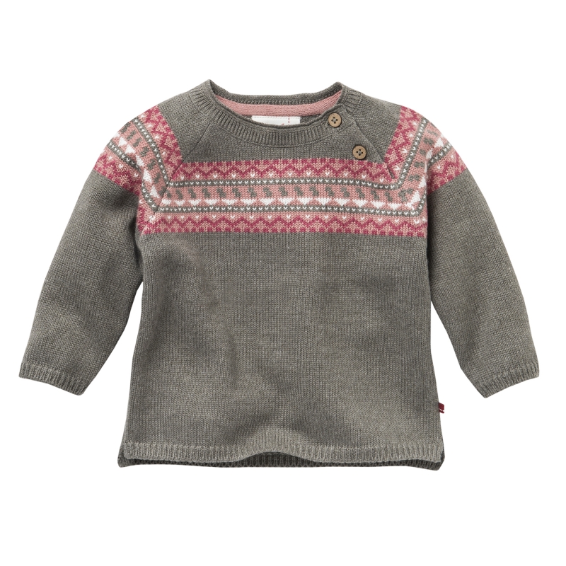 Warmer Strick Pullover mit Norweger-Muster  - braun