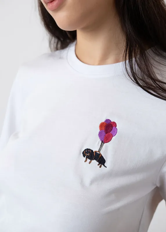 T-Shirt "Dackelexpress: Stick" - weiß