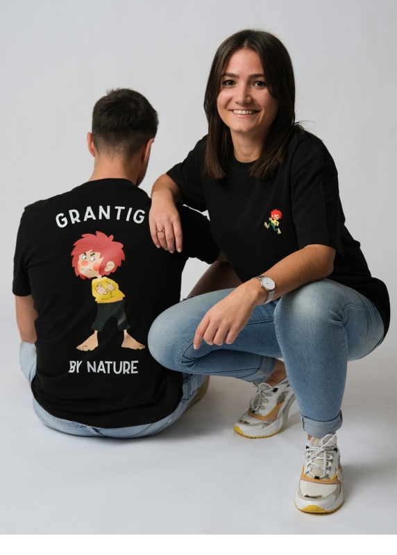 Pumuckl T-Shirt "Grantig by nature" - schwarz - unisex