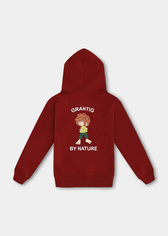 Hoodie "Grantig by nature v2" - dunkelrot (Kinder)