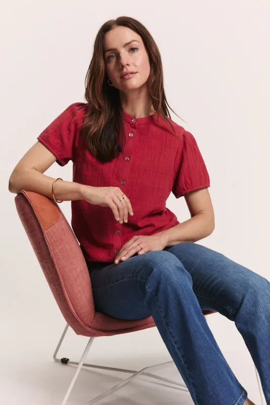 Bluse Elenaa aus Bio-Baumwolle - garnet red