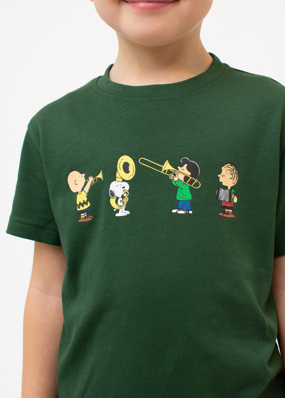 T-Shirt Peanuts: Blaskapelle - dunkelgrün