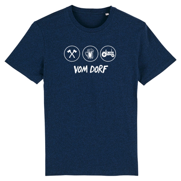 "Vom Dorf" T-Shirt - blau meliert